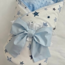 Paturica bebe Stars din bumbac si tesatura minky cu pilota (3)